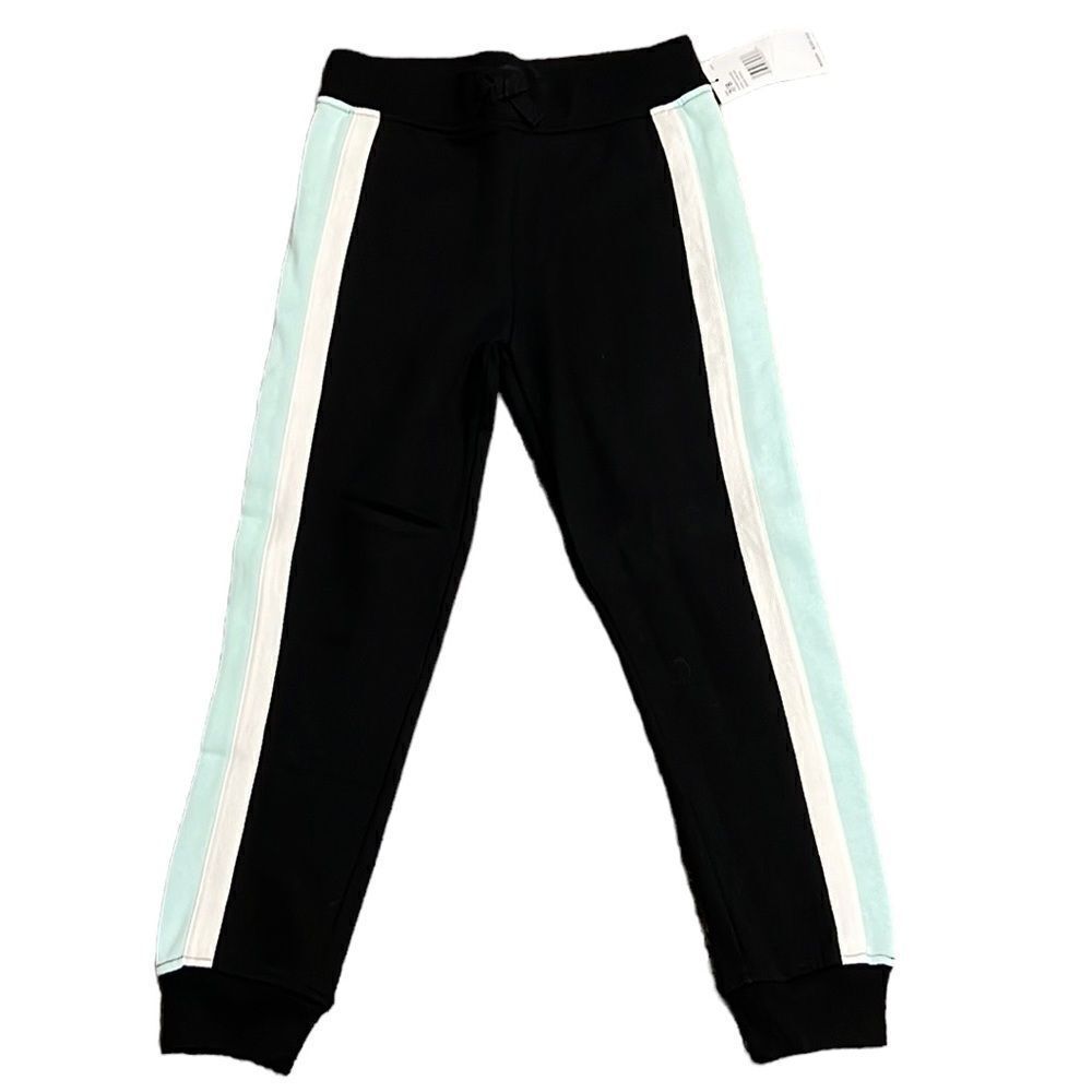 Girls Joggers Size 7/8 French Toast Black Blue Striped Pull-on Cotton Blend NEW